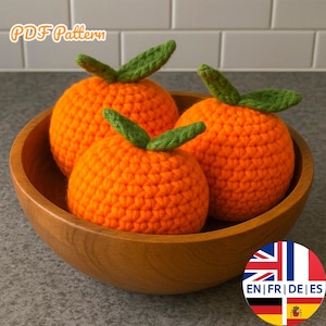 Easy Crochet Orange Amigurumi Pattern (PDF Pattern) English German French Spanish