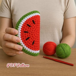 Easy Amigurumi Watermelon Slice Pattern, PDF Pattern of Watermelon, Pattern of Amigurumi Fruit, Crochet Watermelon, Watermelon Pattern