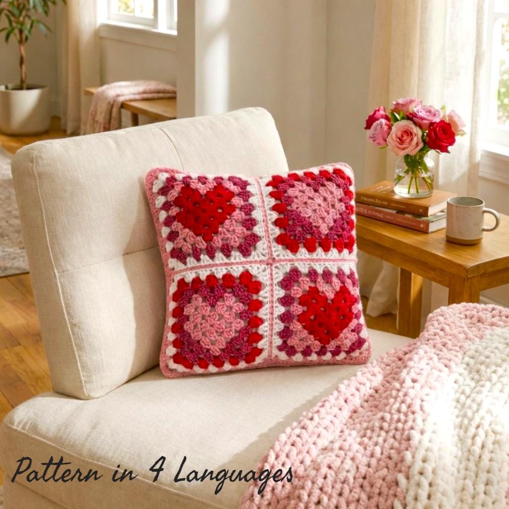 39 Heart Granny Square Crochet Patterns for Blankets, Bags, and Sweet Motifs 21 Crochet Heart Granny Square Motif