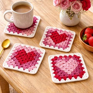 Crochet Heart Granny Square Motif Pattern – Valentine's Day Project - English German French Spanish image 2