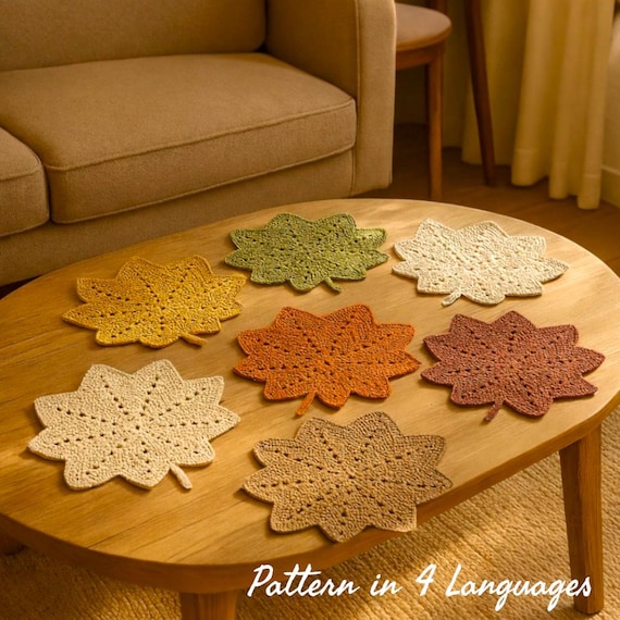 20 Fall Crochet Patterns for Cozy Home Decor 2 Maple Leaf Placemats Crochet Pattern