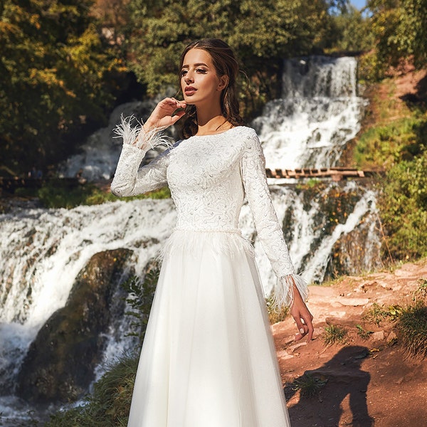 A Line Wedding Dress - Etsy