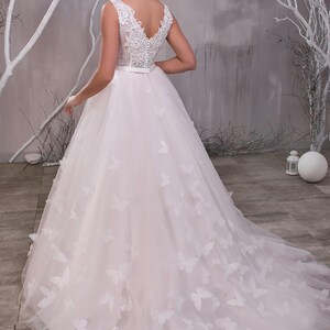 Blush Pink Wedding Dress With Butterflies Unique Bridal Gown - Etsy