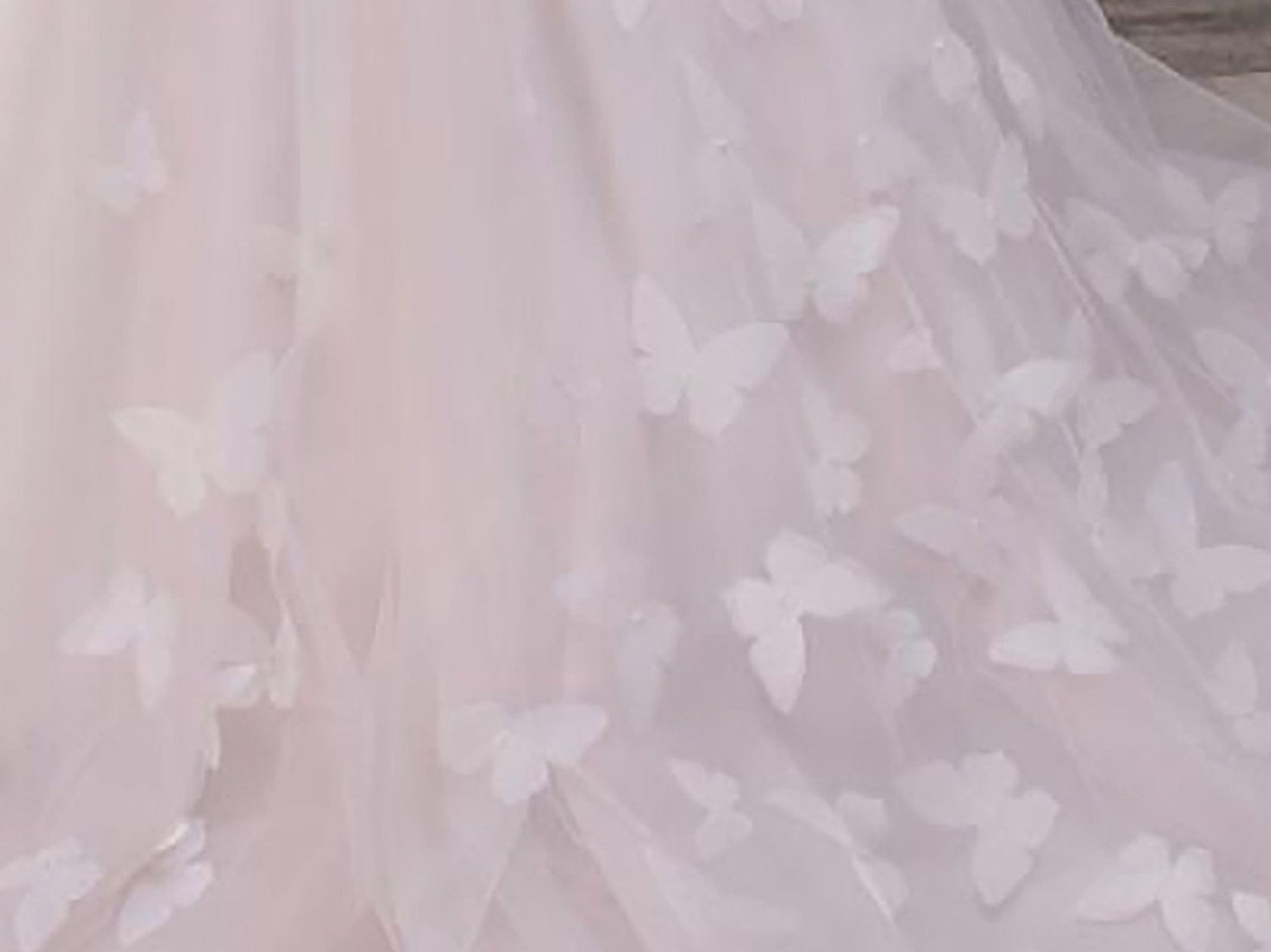 Blush Pink Wedding Dress With Butterflies Unique Bridal Gown Pink Ball ...