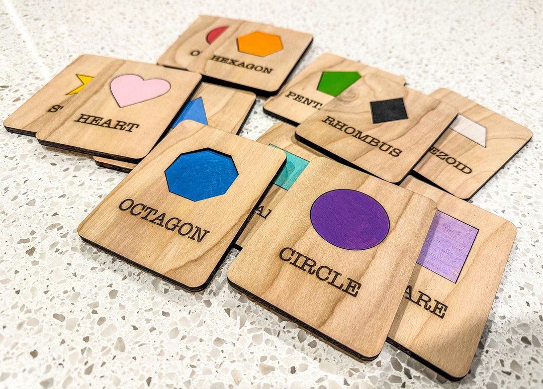Learn Your Shapes Wooden Flash Cards Educational Toys for Etsy