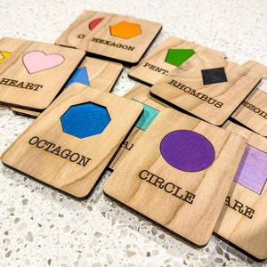 Learn Your Shapes Wooden Flash Cards, Educational Toys for Kids, Preschool Toys, Child Development