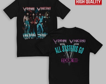 Style vintage 1988 Vinnie Vincent Invasion All Systems Go Music Tour '88 T-shirt unisexe