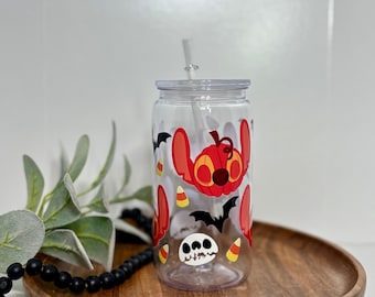 Vaso acrílico de acrílico con diseño de Halloween y puntadas