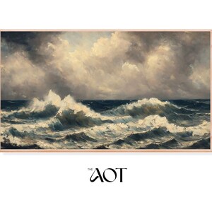 Samsung Frame TV Art | Tidal Waves Vintage Oil Painting Digital Art | Frame TV Art Instant Download Vintage Art | AOT Collection