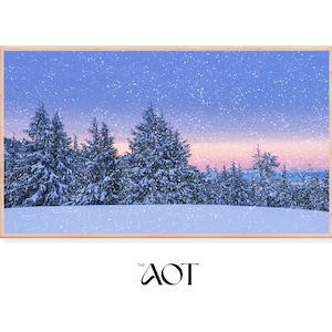 Samsung Frame TV Art | Christmas Winterland Pine Tree Landscape | Snowy Trees Art | Winter Scene Evergreen Forest | Instant Download