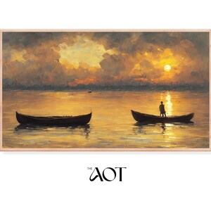Samsung Rahmen TV Kunst | Segelboote auf dem Wasser Vintage Ölgemälde Digitale Kunst | Rahmen TV Kunst Sofort Download Vintage Kunst | AOT Kollektion