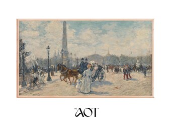 Samsung Frame TV Art | Altstadt Paris, Frankreich Vintage Ölgemälde Digitale Kunst | Frame TV Instant Download Vintage Kunst