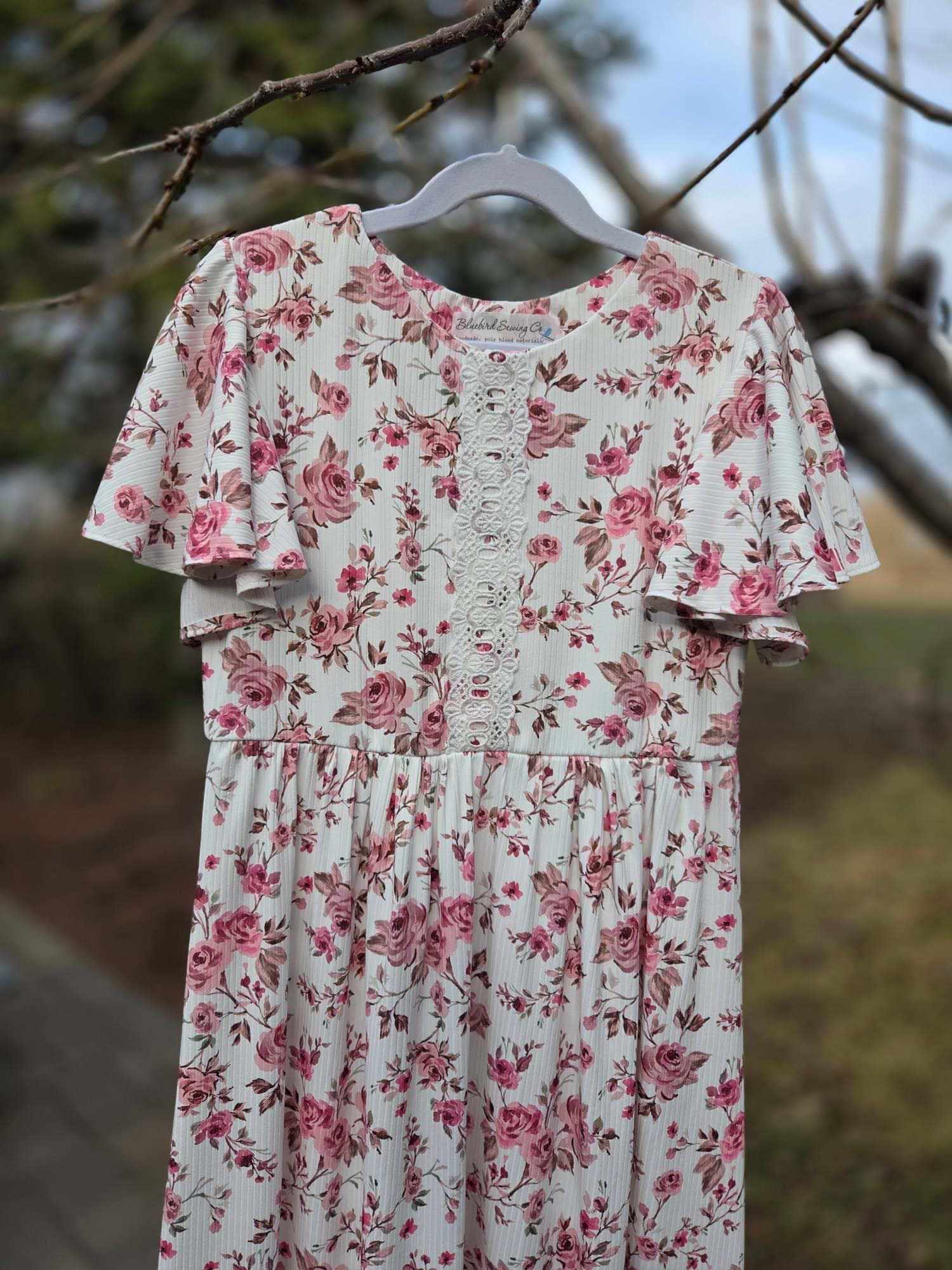knee length dresses for ladies Rose Dress Midi - Cream | Occasion Dress in Sizes XXS–6X