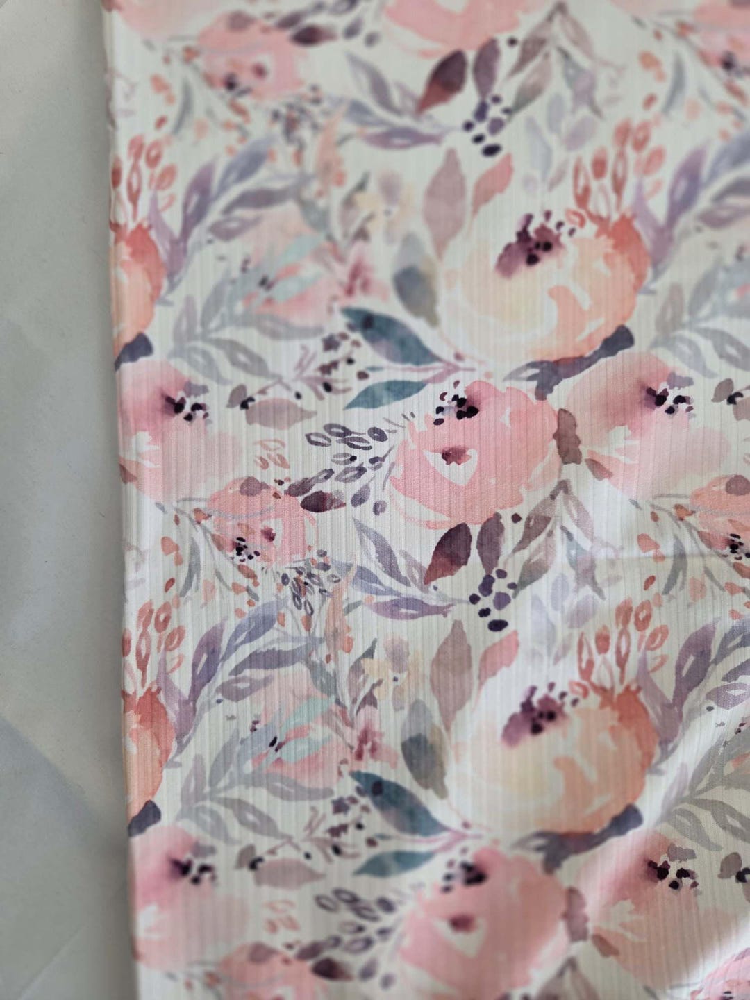 Emma Floral Rib Knit Fabric - Etsy