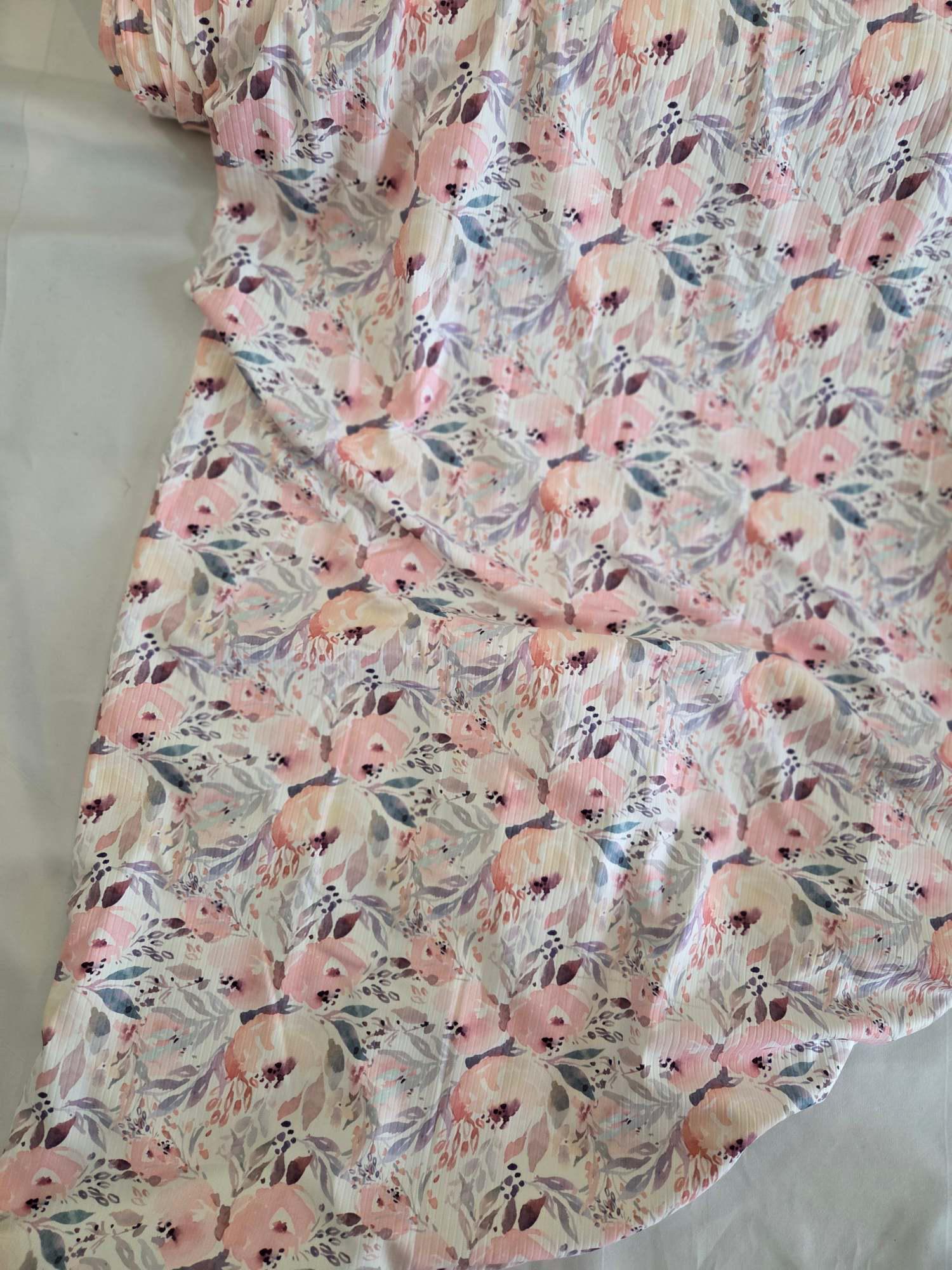 Emma Floral Rib Knit Fabric - Etsy