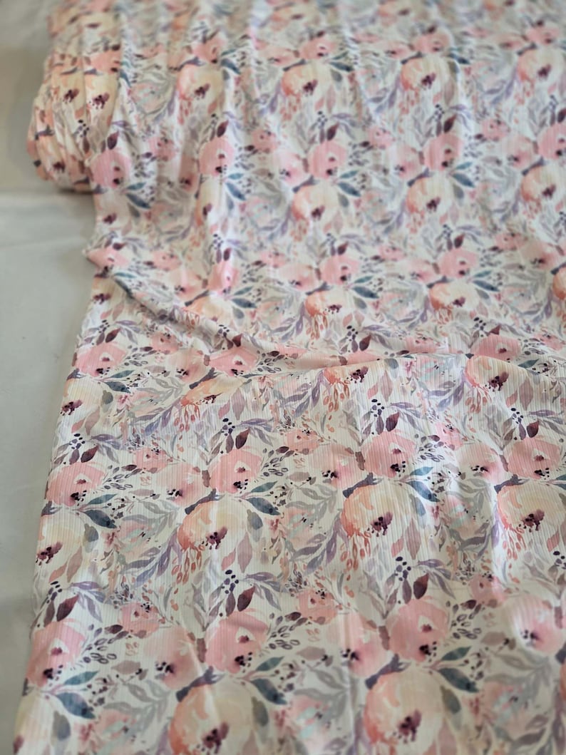 Emma Floral Rib Knit Fabric - Etsy