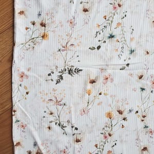 Sophie Floral Rib Knit Fabric: Yellow Flowers, Mint Accents