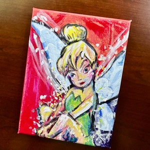 Patient Pixie sitting tinkerbell painted canvas