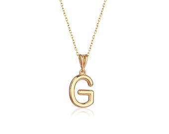 G Minimal wire name initial pendant necklace gold 14k