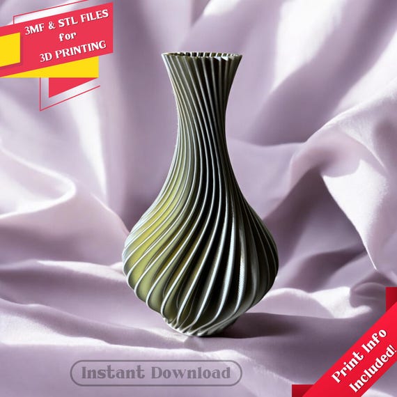 Spiral Vase 3D Printer File – Modern Decor (STL & 3MF)
