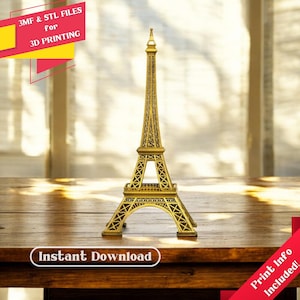 Torre Eiffel - Archivos STL y 3MF, listos para imprimir, STL 3D para impresoras, decoración del hogar
