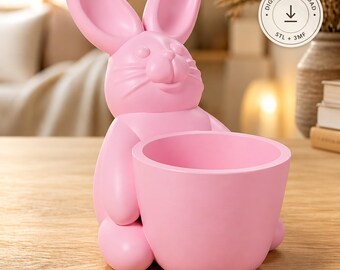 Easter Bunny Egg Holder STL & 3MF File – 3D Printed Bunny Egg Cup, Easter Table Decor