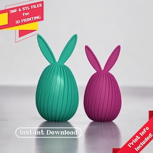 Easter Bunny Egg - STL & 3MF Files for 3D Printers, Ready to Print, 3D Printable Easter Decor, Spring Holiday