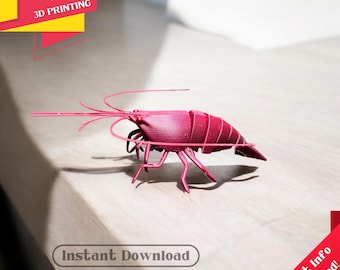 Articulated Shrimp - STL&3MF Files, Ready to Print, 3D Printable Flexi Shrimp, Articulated Animal Model, Sea Life Decoration