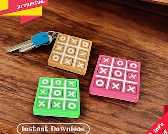 Tic Tac Toe Keychain -  STL&3MF Files, Ready to Print, Fidget Game Keychain, XOXO Travel Toy, Multi/Single Color Versions