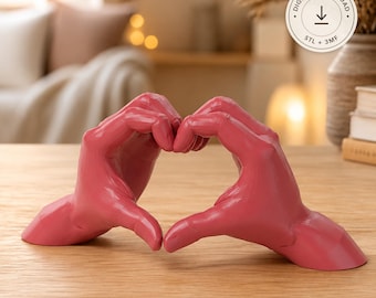 Heart Hands STL & 3MF File – 3D Printed Heart Hand Sculpture, Valentine's Day and Wedding Decor