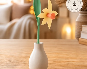 Daffodil Flower STL & 3MF File – Realistic 3D Printed Flower, Spring Easter and Mother's Day Gift