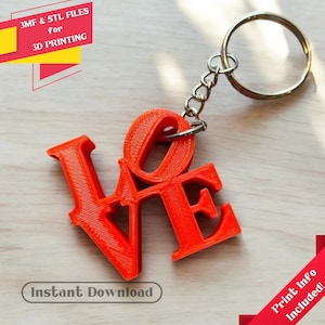 Llavero de amor - Archivos STL y 3MF, listo para imprimir, STL 3D para impresoras, llavero romántico, regalo de San Valentín, Día de la Madre