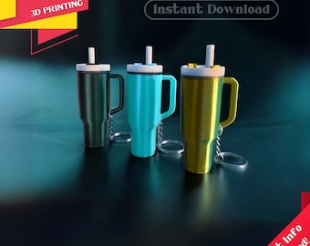 Mini Tumbler Chapstick Holder Keychain - STL&3MF Files, Ready to Print, Screw Cap, Lip Balm Storage