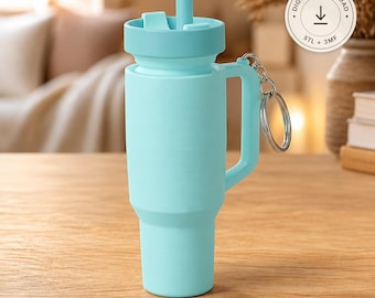 Mini Tumbler Keychain STL & 3MF File – Lip Balm Holder Keychain with Screw Cap