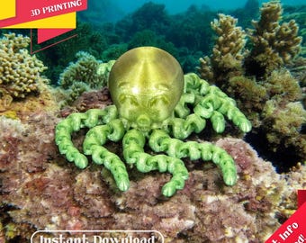 Articulated Octopus - Poseable 3D Model, Digital STL & 3MF Files, Ready to Print, Poseable Toy, Articulated Model
