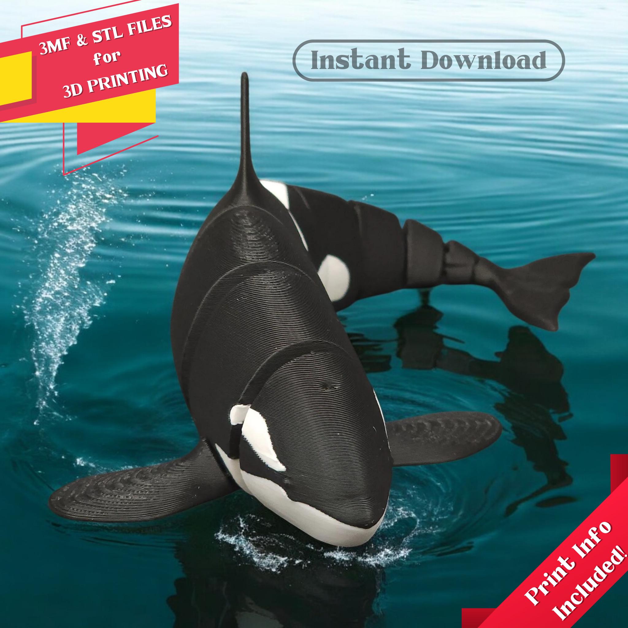 Articulated Orca - Poseable Whale 3D Model, Digital STL & 3MF Files, Ocean Animal 3D Printing, Marine Life Gift