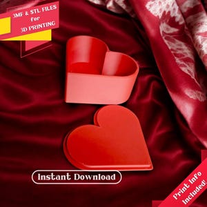 Heart Box - STL & 3MF Files, Ready to 3D Print, Valentine&#39;s Day Gift, Romantic Gift, Love Box, Printable Gift Box, Mothers Day