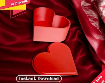 3D Print Heart Box – STL & 3MF Files, Valentine's Day Gift (Digital Download)