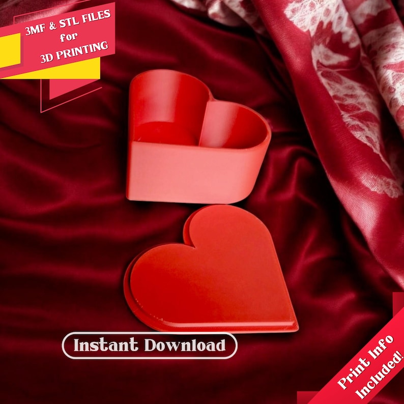3D Print Heart Box – STL & 3MF Files, Valentine's Day Gift (digital ...