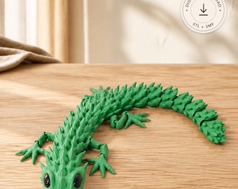 Articulated Lizard STL & 3MF File – Print in Place Flexi Lizard Fidget Toy, Reptile Gift