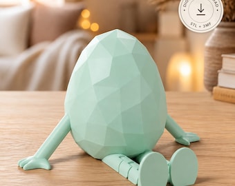 Articulated Easter Egg STL & 3MF File – Low Poly Egg with Legs, Easter Basket Gift