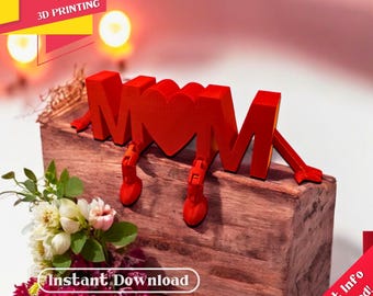 Articated MOM Decor - STL&3MF-Dateien, fertig zum Drucken, 3D-Drucker, 3D-Druck Muttertagsgeschenk, Herz Brief, posierbarer Charakter Spielzeug