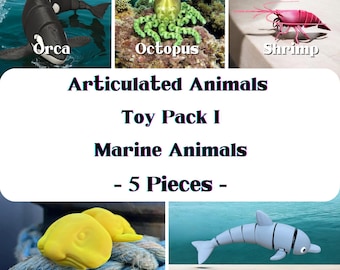 3D Printed Articulated Marine Animals - Flexible Toy Pack (STL & 3MF Files)