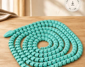 10ft Articulated Snake STL & 3MF File – Print in Place Giant Flexi Snake Fidget Toy