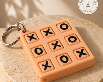 Tic Tac Toe Keychain STL & 3MF File – Flippable X and O Fidget Game, Travel Toy and Party Favor