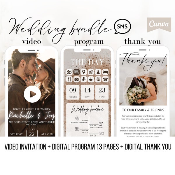 Pack Mariage en anglais : Invitation vidéo, Programme interactif et Cartes de remerciement personnalisées - Tout-en-un pour votre grand jour