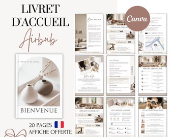 AIRBNB Welcome booklet in French, 20 A4 pages, Template Canva, Airbnb Template Welcome Book French Airbnb French Modele Canva