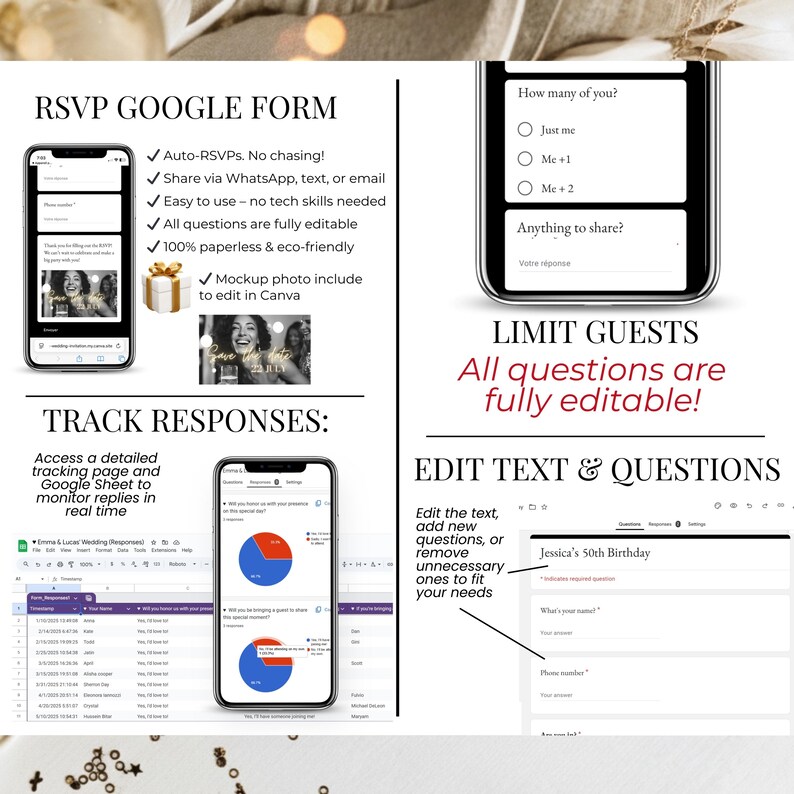 Digital birthday invitation for men and women, featuring a live countdown and an embedded RSVP form. The mobile invitation template also includes music and a modern design for a surprise party.
