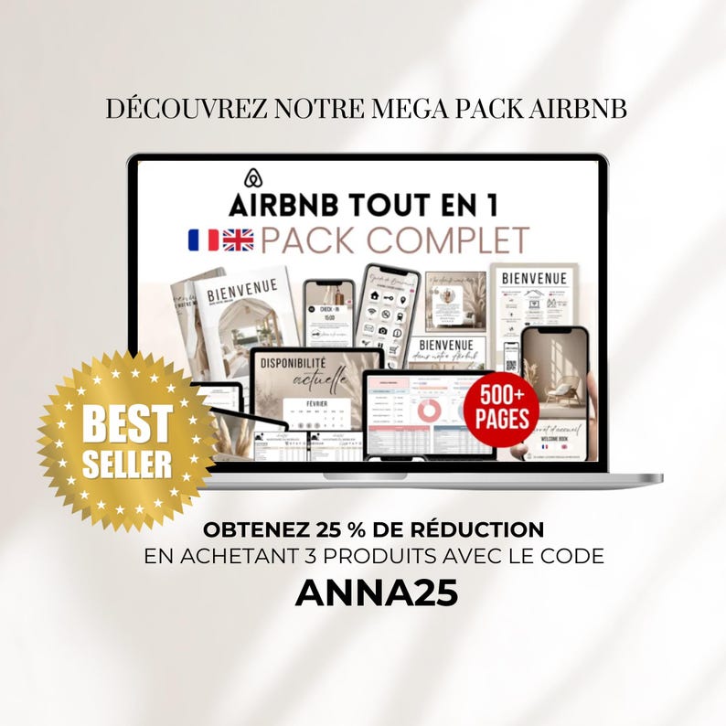 Editable Airbnb Sign in French English Hosts Printable