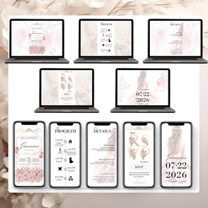 Quinceañera Digital Invitation Preview on all devices – Editable Sweet 15 RSVP Template